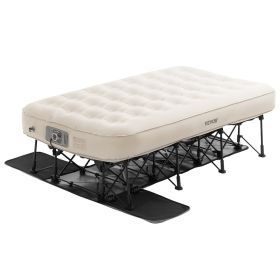 VEVOR Air Mattress with Frame, Inflatable 1 Person Camping Cot with Built-in Pump, Portable Folding Air Beds Supports 300 lbs